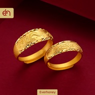 Everhoney Signet Dragon and Phoenix Solid Couple Wedding Ring Polished 916 Gold Plated Promise Love Ring for Her Gift
