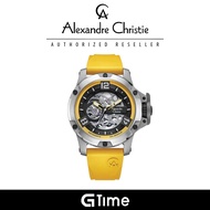 [Official Warranty] Alexandre Christie 6295MTRTPBAYL Men's Yellow Dial Silicone Strap Watch