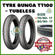 [TERMURAH] 1PCS TYRE BUNGA TT100 MURAH TAYAR MOTOR TUBELESS READY STOCK 70/90 80/90 17 INCH LAJU  MA