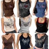 Women Vintage Corset Crop Top Cyber T-shirt Flirty Gothic Emo Grunge Aesthetic 90s Clothes