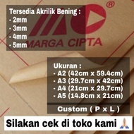 ]] akrilik lembaran 4mm uk. a3 / akrilik bening / marga cipta /