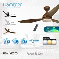 [DC MOTOR] Fanco B-Star Cheapest DC motor Ceiling fan 3 tone LED Light Remote.