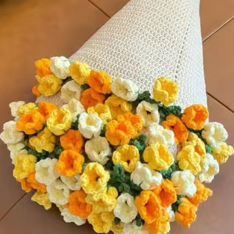 Rose Flower Bouquet Blanket Crocheting Kit DIY Material Craft Kit Soft Knitted Throw Blanket Crochet