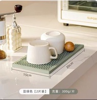 硅膠防滑瀝水隔熱 杯子濾水台墊 綠色 15x30 cm