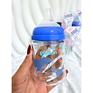 (1 Bottle) Pigeon Wide Neck Milk Bottle White And Clear Scale Ml Size 5 Ounces And 8 Ounces. For Bab