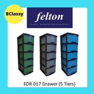 Felton Drawer 5 Tier Plastic Organizer Storage Drawer Almari 5 Tingkat Baju Kabinet Wardrobe Plastic Drawer FDR017(L)