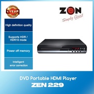 Zen ZEN229 DVD ( Multi Region )  Portable HDMI EVD Supports VCD CD Player U Disk Playback WITH 1 YEAR WARRANTY
