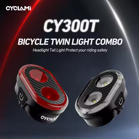 CYCLAMI CY300T Cycling Bicycle Front Rear Light Set USB Charge Headlight Light MTB Waterproof Tailli