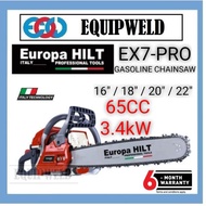 EUROPA HILT EX7-PRO 16 18 20 22 GASOLINE CHAINSAW 3.4KW 65CC GUIDEBAR EX7 EX7PRO EX-7 (ITALY TECHNOLOGY)