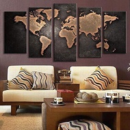 5 Piece Canvas Painting World Map Poster Picture Painting Home Decor Print Wall Art-xcmx xcmx xcmx 5