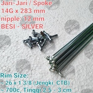 Spoke Spokes 14G x 283 mm UCP Road Bike Fixie Jengki CTB 26 x 1 3/8. JEMBOLY