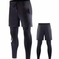 2 In 1 Shorts Long Leggings Men's Sports Double Sport Shorts