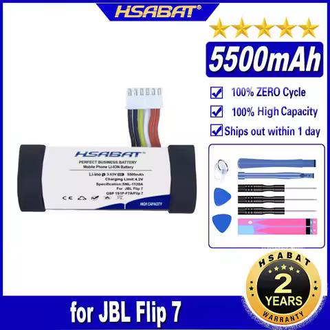 HSABAT GSP 1S1P-F7A/Flip 7 5500mAh Speaker Battery for JBL Flip 7 Flip7 Batteries
