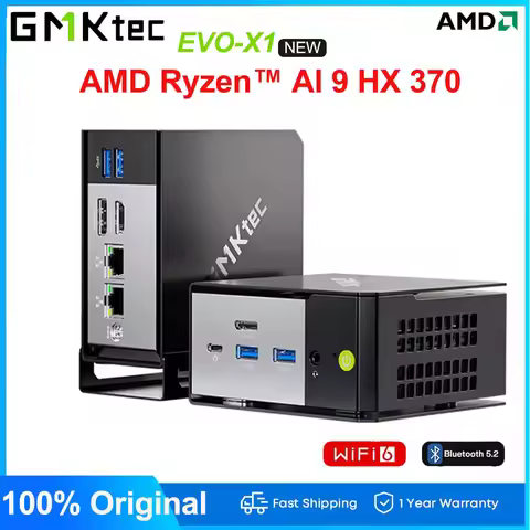 GMKtec EVO-X1 AMD Ryzen Al 9 HX 370 MINI PC OCulink Radeon 890M LPDDR5 7500Mhz WIFI6 BT5.2 2.5G Game
