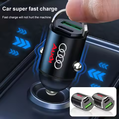 1Pcs 100W/200W Car Charger USB Type-C Fast Charging Adapter Car Accessories For Audi A4 A3 A5 A6 A7 