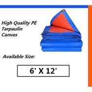 Blue Orange Waterproof Canvas Tarpaulin Sheet Canopy Camping Kanvas Khemah Pasar Malam Penutup Size 6 x 12