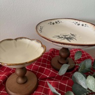 Petalcrest Pedestal Bowl (glass pedestal bowl/scalloped glass bowl/glass fruit bowl with stand)