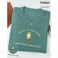 Hold On Partner Embroidered T-Shirt, Cowboy Frog Crazy Shirt, Weird Core Gen Z Graphic Tee For Women