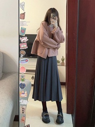 Woolen Thick Pleated Skirt Women 2023 New Autumn/Winter High Waist Slim Looking Mid-Length A- line Berkeley Skirt