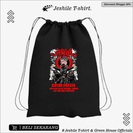 Black Drawstring Bag with Street Athlete Lovers Motif By Jeshile T-Shirt