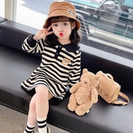 Kids Dress Girl Polo Dress Kids Girl Stripe Dress Kids Long Sleeve Dress Kids Cotton Dress