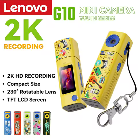 Lenovo 2K Sports Camcorder Lipstick Mini Camera 230° Rotatable Lens Compact Portable LCD Screen For 