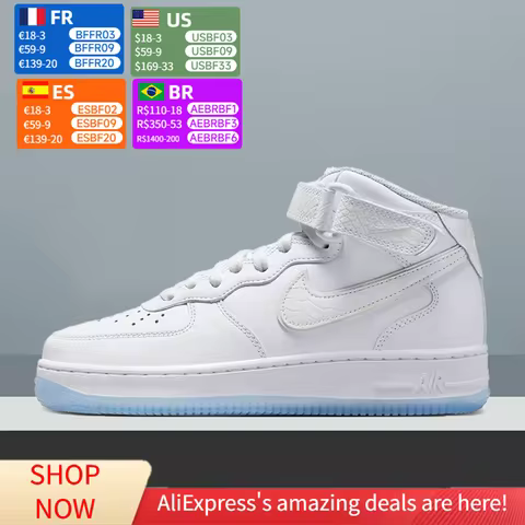 Nike Air Force 1 Stylish and versatile unisex mid-top Skate Shoes Slip-resistant and durable casual 