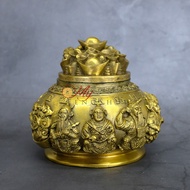 Feng Shui Brass Wealth Pot Treasure Pot Vase With Five Wealth Gods 聚宝盆