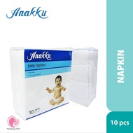 Anakku Baby Napkins 10pcs (100 % Cotton) 76 x 76cm | Napkin Bayi Putih