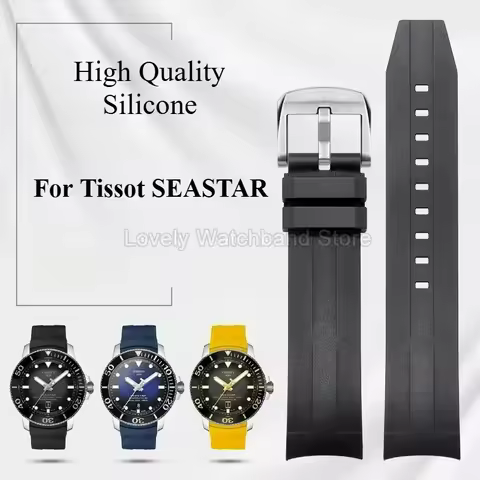 Fluoroelastomer Watch Strap for Tissot 1853 SEASTAR T120407A T120417A Waterproof Durable Silicone Wa