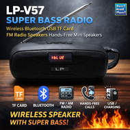 LP-V57 Bluetooth Super Bass Radio Speaker Wireless FM USB TF Card Portable Mini Speaker Handsfree Li