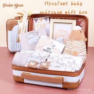 【In stock】11pcsNewborn Baby Suitcase Gift Set  Baby Clothes Set NewBorn Baby Boy/Girl Hamper Basket/Full Month/100th Day JBSB