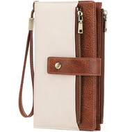 Womens Wallet Bifold Leather RFID Blocking Wallet with 2 Zip Coin Pockets 22 Card Holders 2 Cash Poc