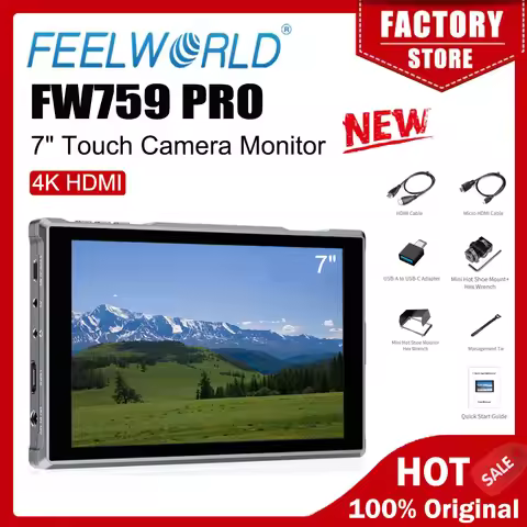 FEELWORLD Camera Field Video Monitor FW759 PRO 7-Inch Touch Screen 4K HDMI 1280x800 IPS