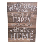 Canvas Printing Wall Art Wooden Frame Rustic Happy Home Family Love- 50x70x1.5cm