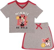 Princess Belle Ariel Tiana Lilo and Stitch Minnie Mouse Girls Skort Set Short Sleeve Shirt and Skort Girls Fashion