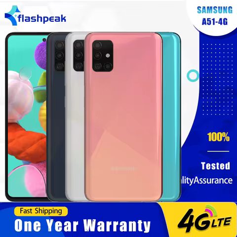 Original Samsung Galaxy A51 A515F/DS 4G Mobile Phone NFC Dual SIM 6.5" 4GB+128GB Quad Rear Camera Oc