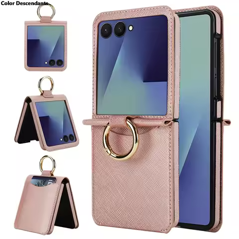 Cross Grain Leather Ring Phone Case for oppo find n2 flip oppo find n3 flip FINDN2 FLIP Wallet with 