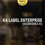 (Custom Made) Company name register number Text Vinyl Decal Sticker for Shop Office  (Die-cut) S-100