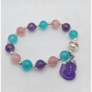 Amethyst Amazonite Rose Quartz crystal bracelet