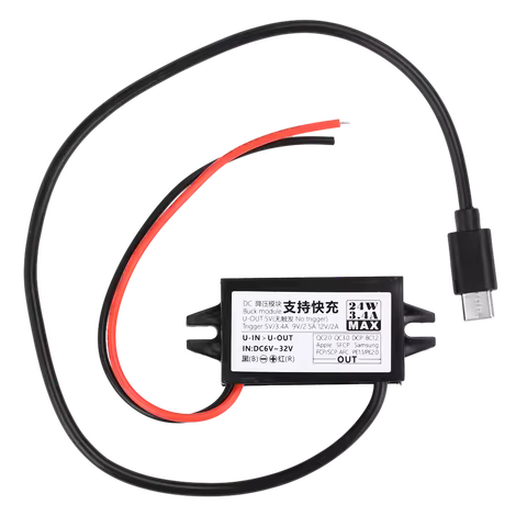 Waterproof 6-30V to 5V 9V 12V 24W Converter QC2.0/3.0 DC-DC Step Down Module Power Adapter USB-A Fem