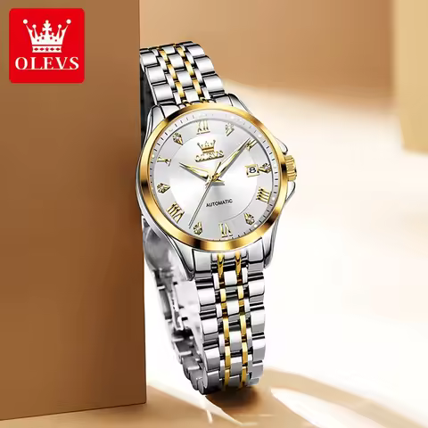 OLEVS 6702 Ladies Watch Original Luxury Automatic Mechanical Watch Steel Luminous Date Watches For W