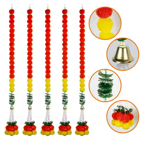 Marigold Garland for Decoration Strands Faux Marigold Flowers Indian Wedding Flower Garland for Pooj