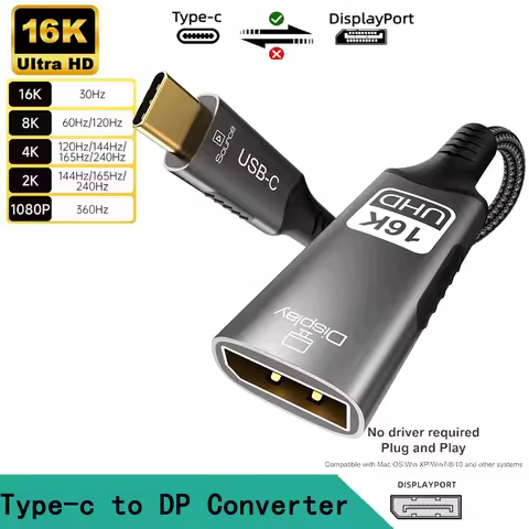 USB C to DisplayPort Cable 8K@60Hz 4K@120Hz 2K@240Hz 16K Type C to DP 2.1 For Thunderbolt 4 MacBook 