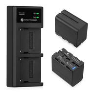 FirstPower 2 Pack NP-F970 Batteries and USB Dual Charger for Sony NP-F970 F960 F950 F930 F750 F570 F