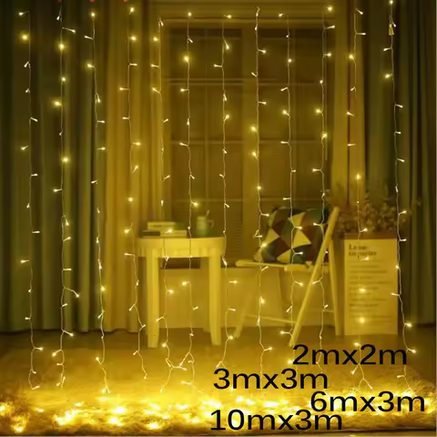 3x3m/6x3m LED Curtain Fairy Lights Christmas String Lights Garland Outdoor Home For New Year Wedding