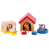 Family Pets Wooden Dollhouse Animal Set by Hape | Complete Your Wooden Dolls House with Happy Dog, C