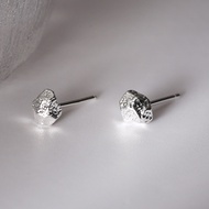 925 Sterling Silver Irregular Lava Earrings Niche Simple Personality Trendy Textured Shaped Earrings