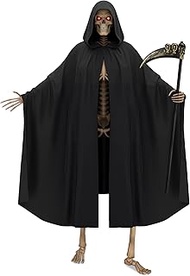 Soulchen 12 ft Skeleton Clothes with Scythe Skeleton Grim Reaper Suit Outfit Halloween Vampire Costu