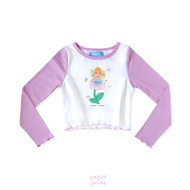 Daddy | IPYAL x Linnette Crop Top Long Sleeve Fairy Screen Printing White Purple Sleeves